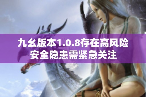 九幺版本1.0.8存在高风险安全隐患需紧急关注