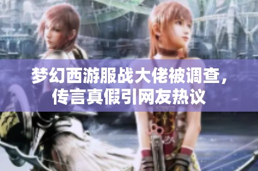 梦幻西游服战大佬被调查，传言真假引网友热议