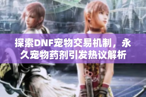 探索DNF宠物交易机制，永久宠物药剂引发热议解析
