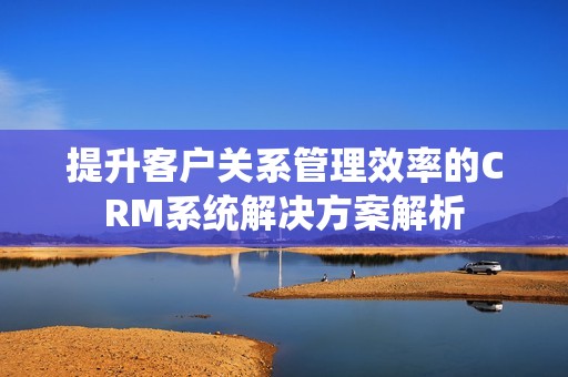 提升客户关系管理效率的CRM系统解决方案解析