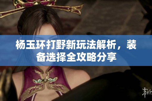 杨玉环打野新玩法解析，装备选择全攻略分享