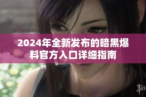 2024年全新发布的暗黑爆料官方入口详细指南