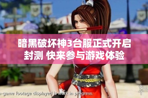 暗黑破坏神3台服正式开启封测 快来参与游戏体验