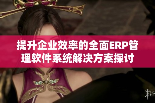 提升企业效率的全面ERP管理软件系统解决方案探讨