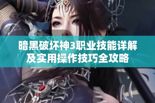 暗黑破坏神3职业技能详解及实用操作技巧全攻略