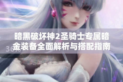 暗黑破坏神2圣骑士专属暗金装备全面解析与搭配指南