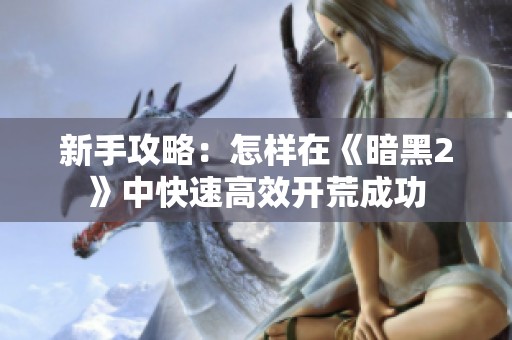 新手攻略：怎样在《暗黑2》中快速高效开荒成功