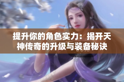 提升你的角色实力：揭开天神传奇的升级与装备秘诀