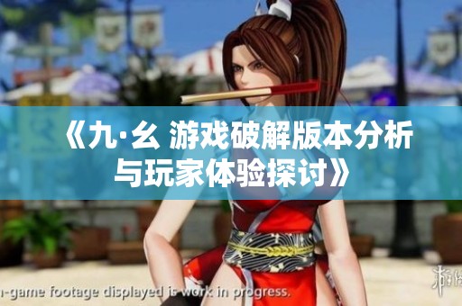 《九·幺 游戏破解版本分析与玩家体验探讨》